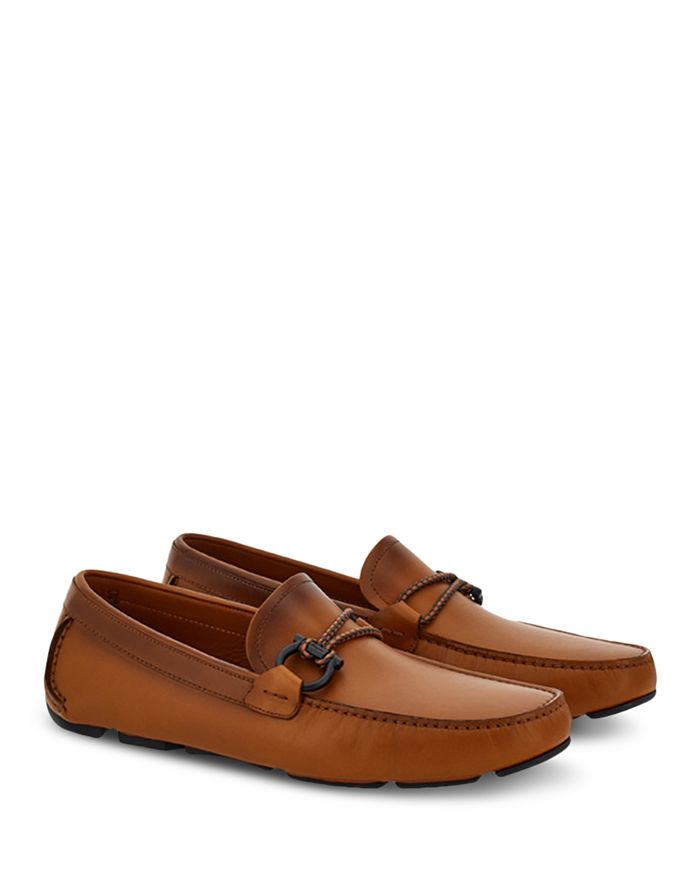 Мужские водительские лоферы Front 4Vit с орнаментом Gancini FERRAGAMO, коричневый/бежевый — фото 4