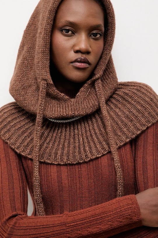 

Капюшон с мериносовой шерстью Answear.Lab, коричневый