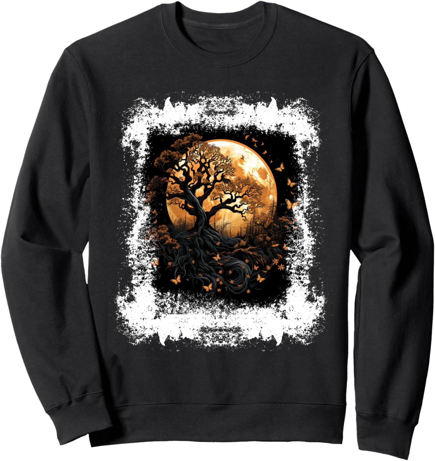 

Осенняя толстовка с изображением осенних листьев, дерева и бабочки Autumn Design With Butterflies And Trees, черный