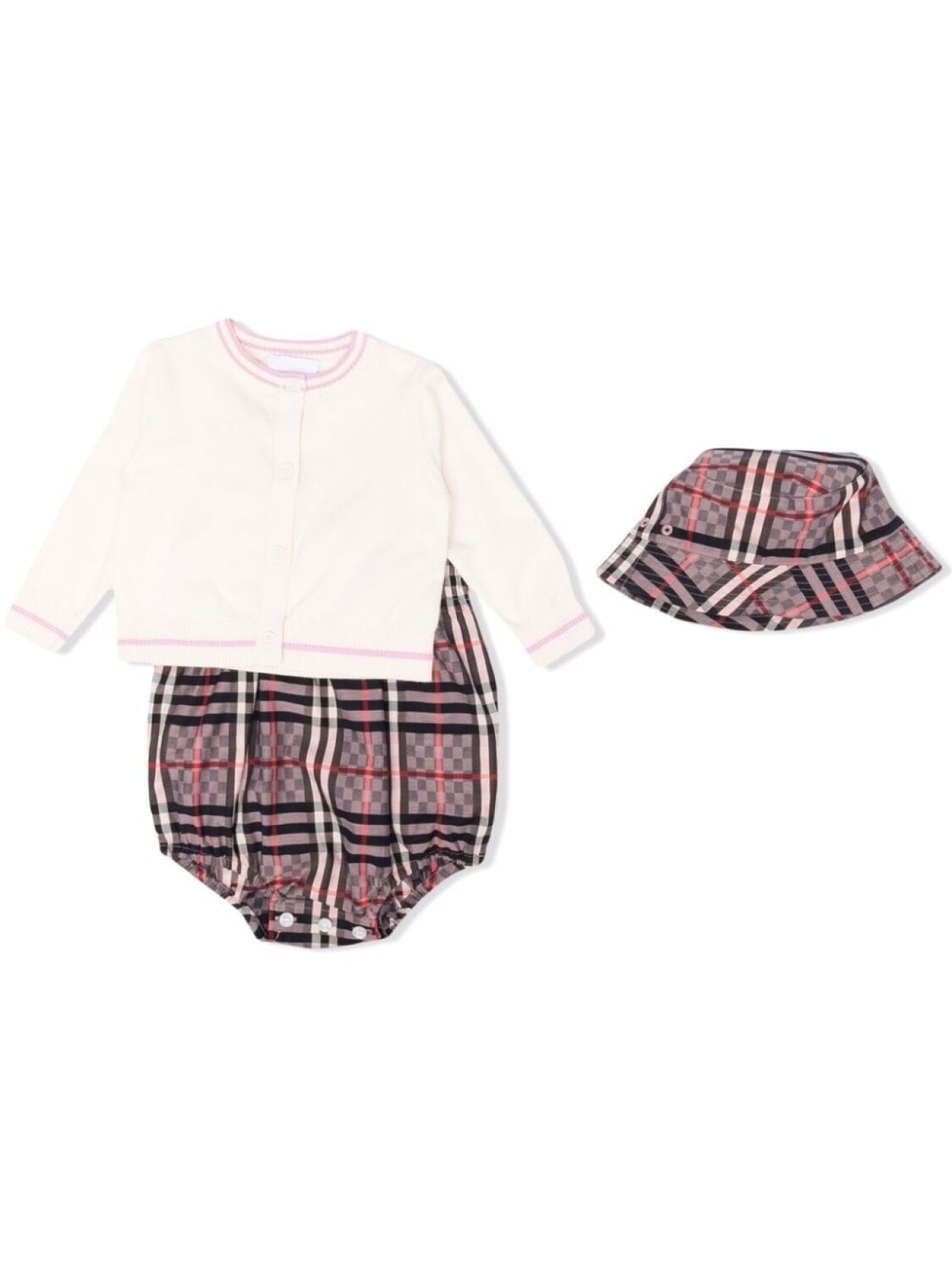 

Ромпер в клетку Burberry Kids, розовый