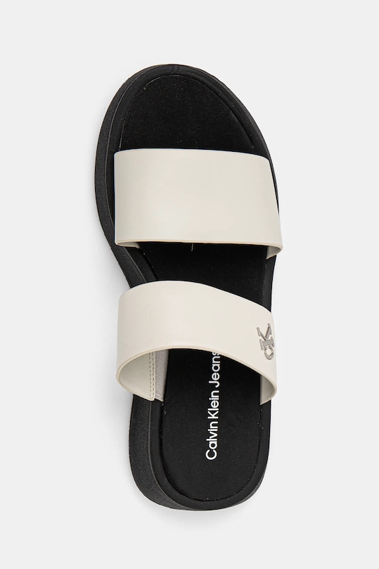 Шлепанцы Sandal Slide с двойными ремешками Calvin Klein Jeans, бежевый — фото 4