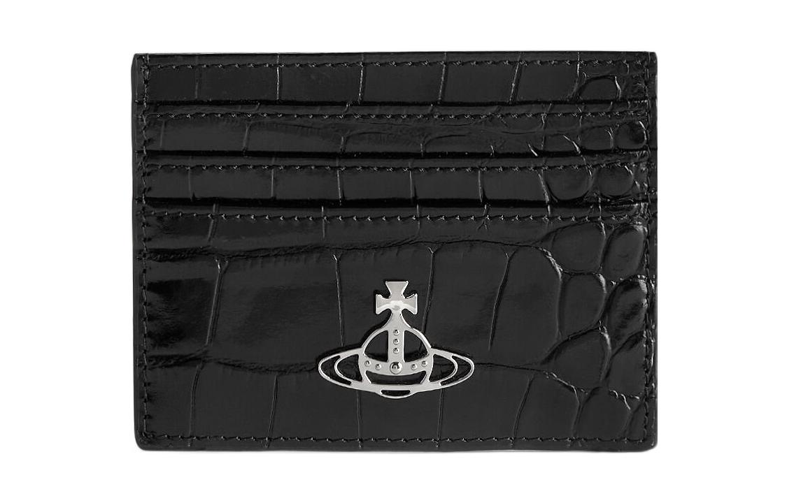 

Женский черный картхолдер из тисненой крокодиловой кожи Vivienne Westwood