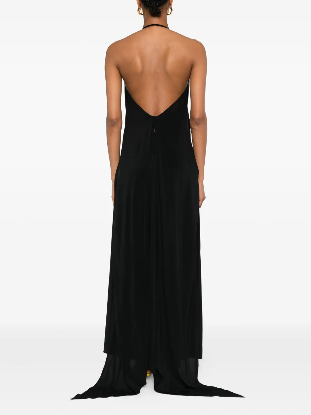 Платье с вырезом халтер и прозрачной вставкой Alaïa, черный — фото 4