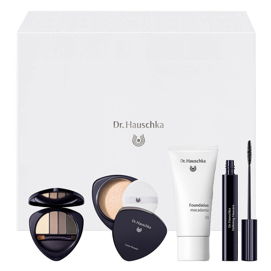 

Dr. Hauschka, Every Day Beauty набор теней для век и палетка для бровей 5,3 г + тональный крем для лица 30 мл + прозрачная рассыпчатая пудра 12 г + тушь для ресниц 6 мл