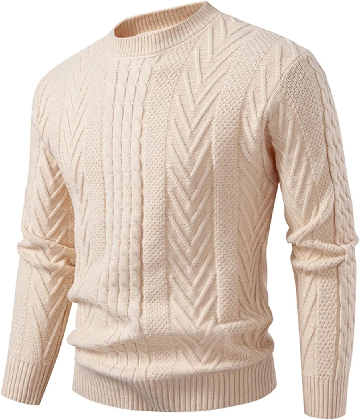 

Мужской свитер с воротником-гольф, Casual, Slim Fit, кабельная вязка, теплый, длинный рукав, зимний