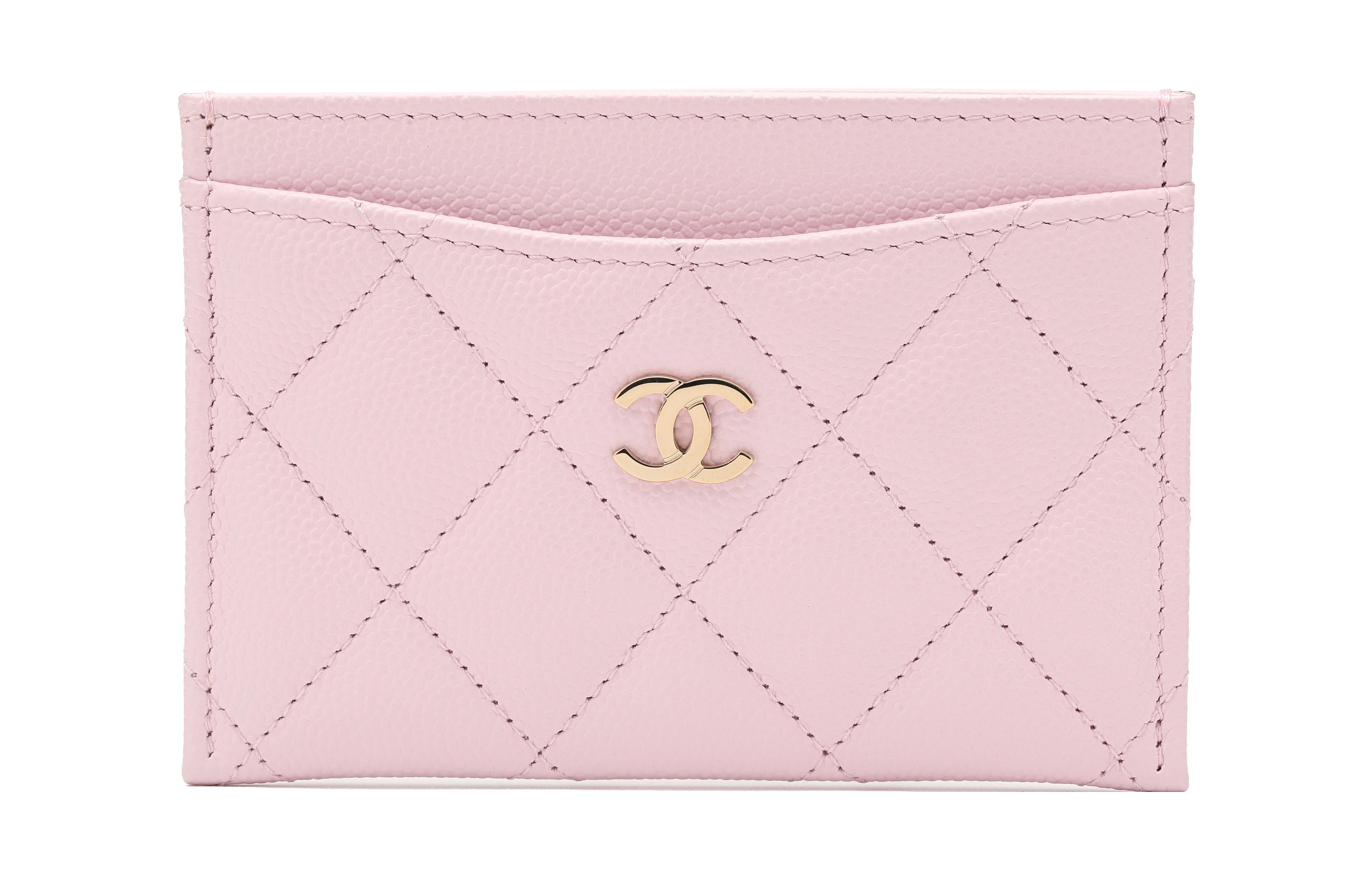 

CHANEL Кошелек для монет из тисненой кожи коровы зернистой выделки, держатель для карт женский розовый