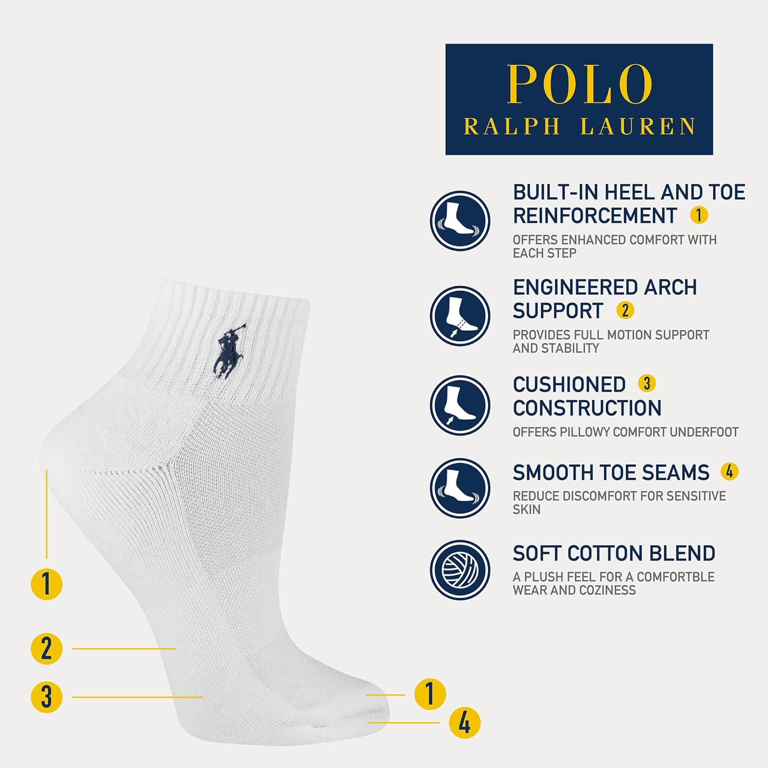 POLO RALPH LAUREN женские Performance Cotton носки до щиколотки - набор 6 пар - дышащая сетка и спортивная амортизация, Soft Pink — фото 4
