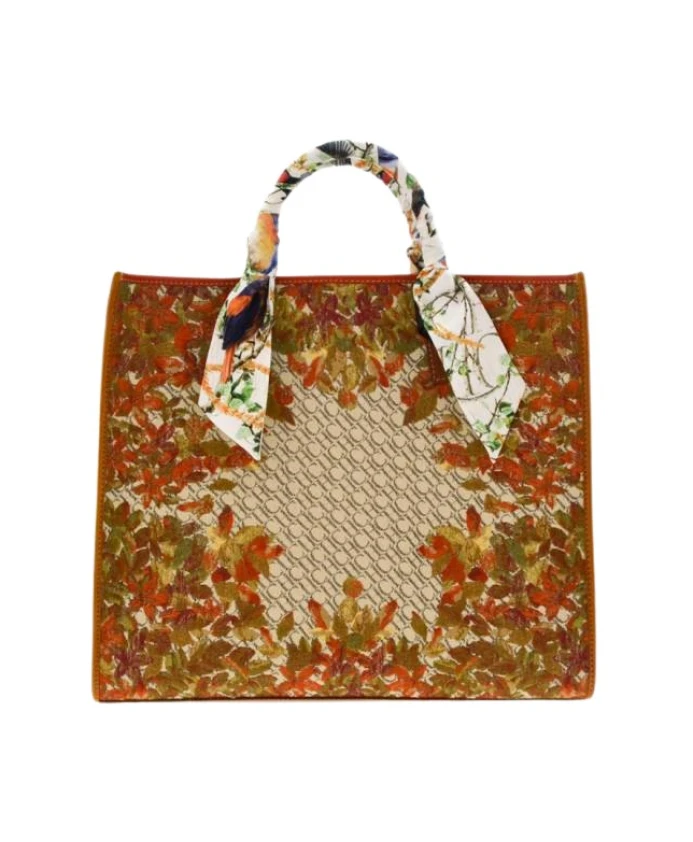 

Шикарная сумка для покупок с парусиной в стиле центральный парк и замшевыми боками. Carolina Herrera, мультиколор