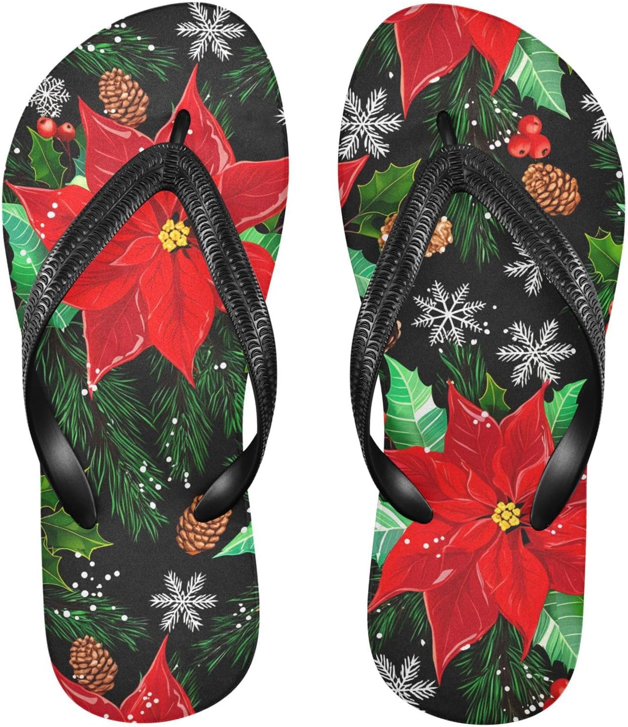 

Женские и мужские шлепанцы с ягодами падуба, черные пляжные резиновые вьетнамки с антискользящей подошвой, летние тапочки Sinestour