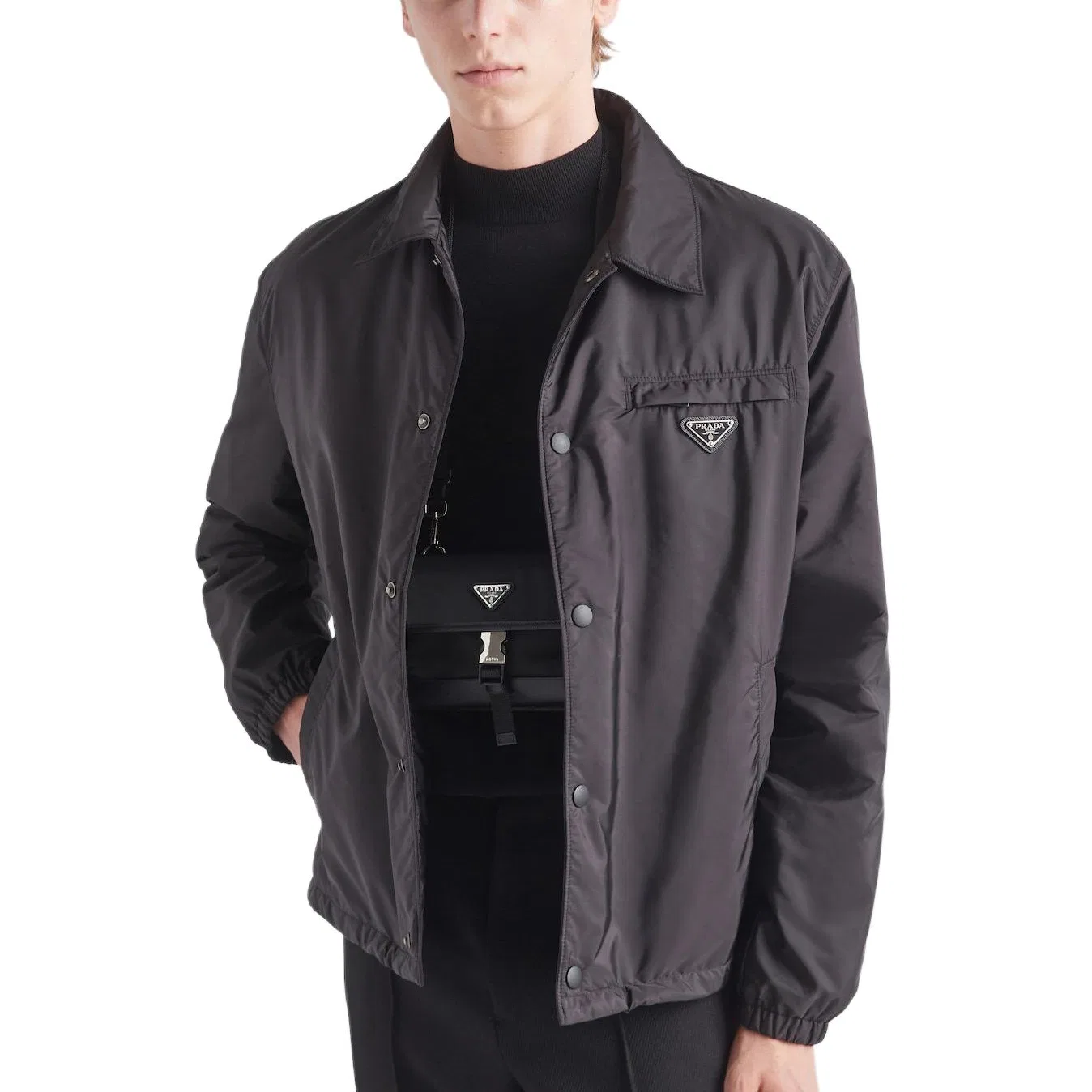 Куртка-рубашка Re-Nylon PRADA, Black — фото 3