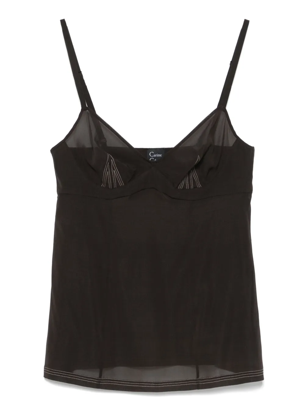 

Шелковый топ на бретелях Carine Gilson, коричневый