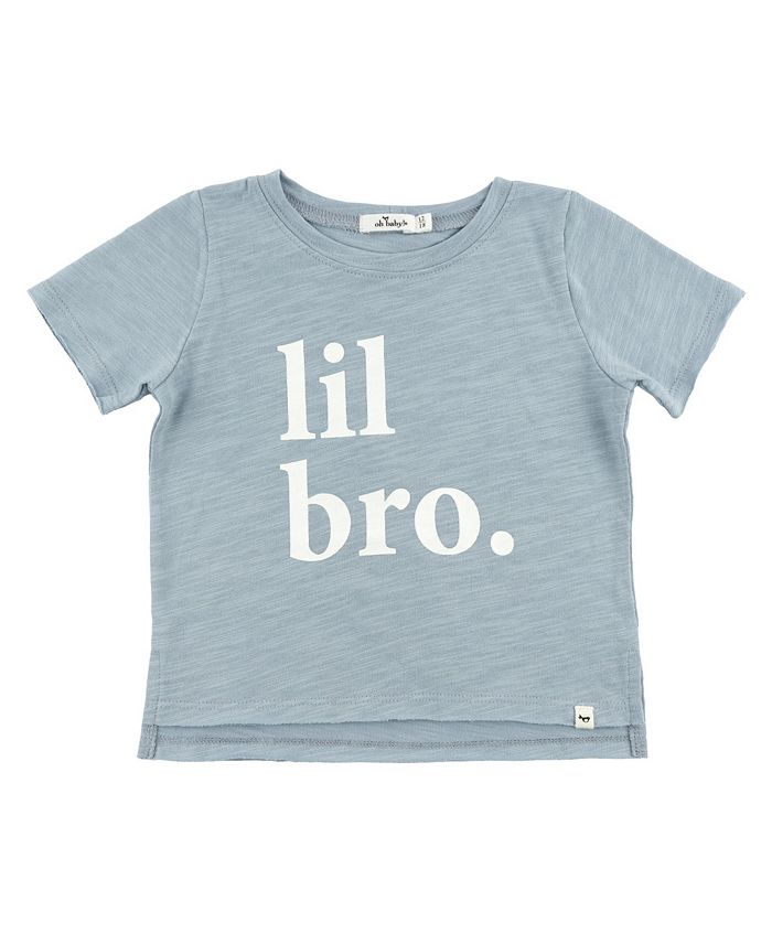 

Детская хлопковая футболка "lil bro." с необработанным краем - для малышей oh baby!, серый