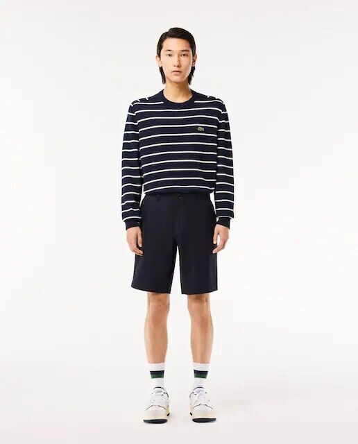 

Однотонные мужские шорты-бермуды из габардина Lacoste, темно-синий