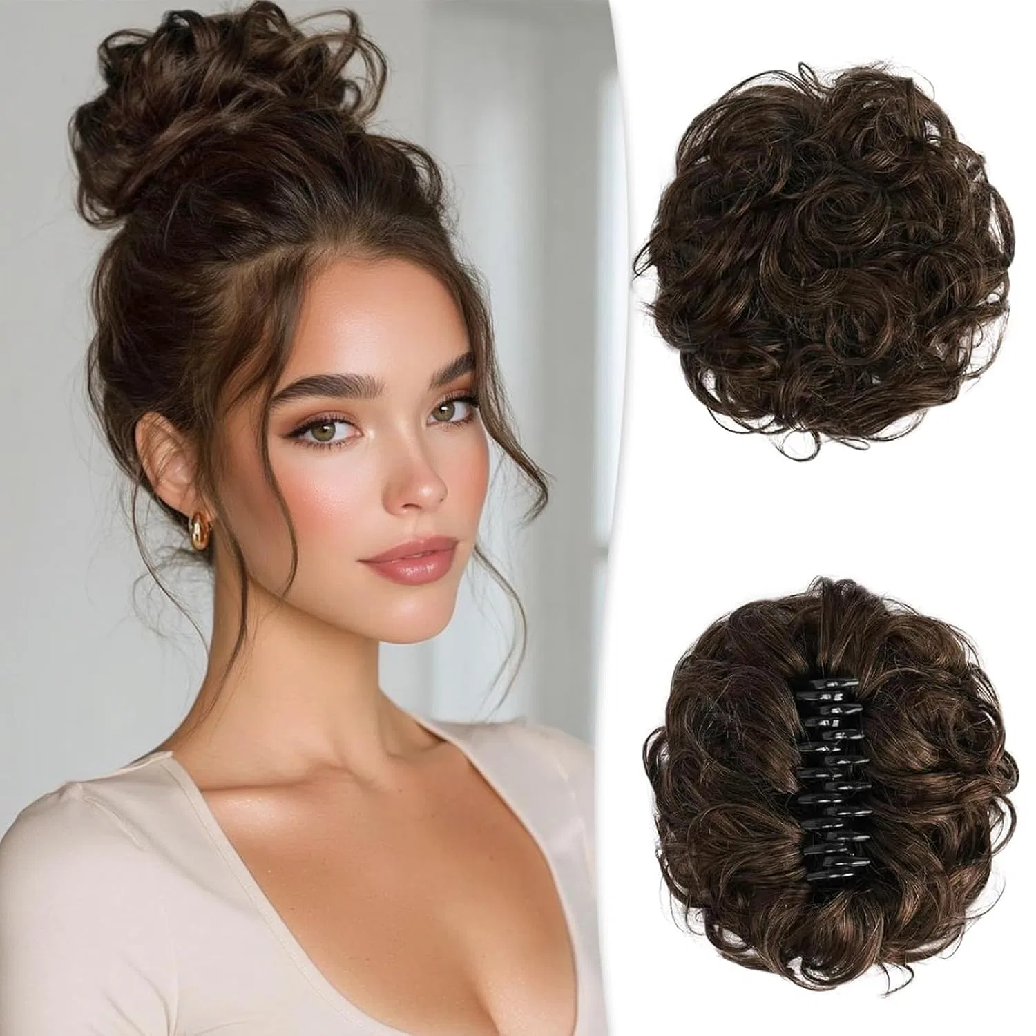Шиньон-пучок RUWISS с заколкой из натуральных волос Ruwiss, Natural Brown