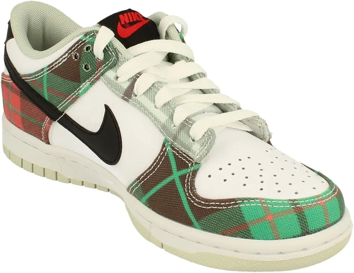 Кроссовки Nike Dunk Low, белый/черный-университетский красный-стадионный зеленый, 100 — фото 4