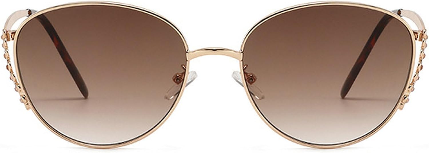 

Ретро-солнцезащитные очки «кошачий глаз» для женщин и мужчин, модные овальные солнцезащитные очки в стиле 90-х, защита от УФ-излучения, золотистая металлическая оправа, цвет шампанского mincl, Brown