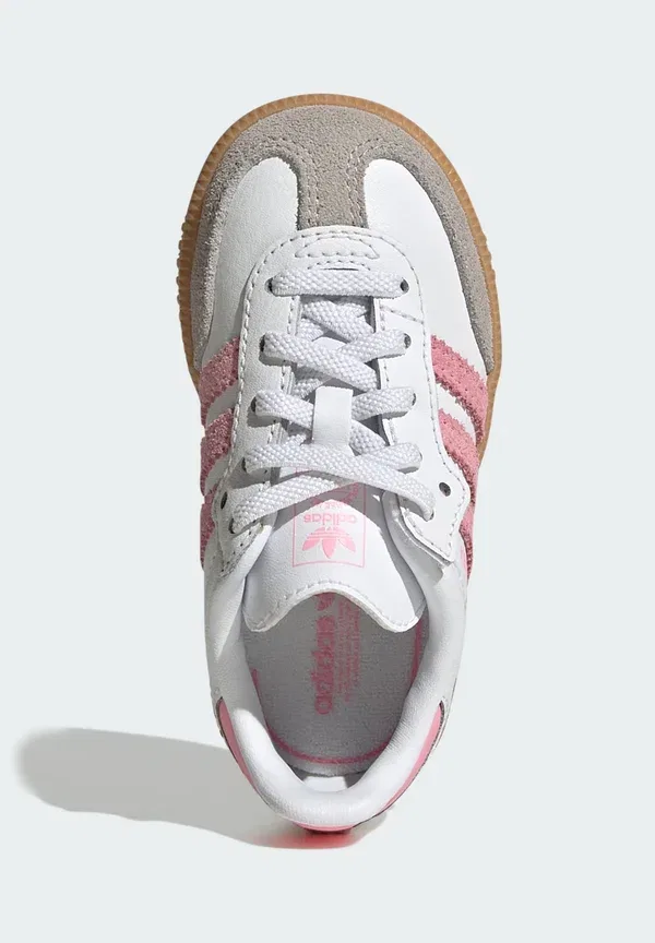 Кроссовки детские Adidas Originals Samba OG, бело-розовые с бежевой подошвой — фото 3