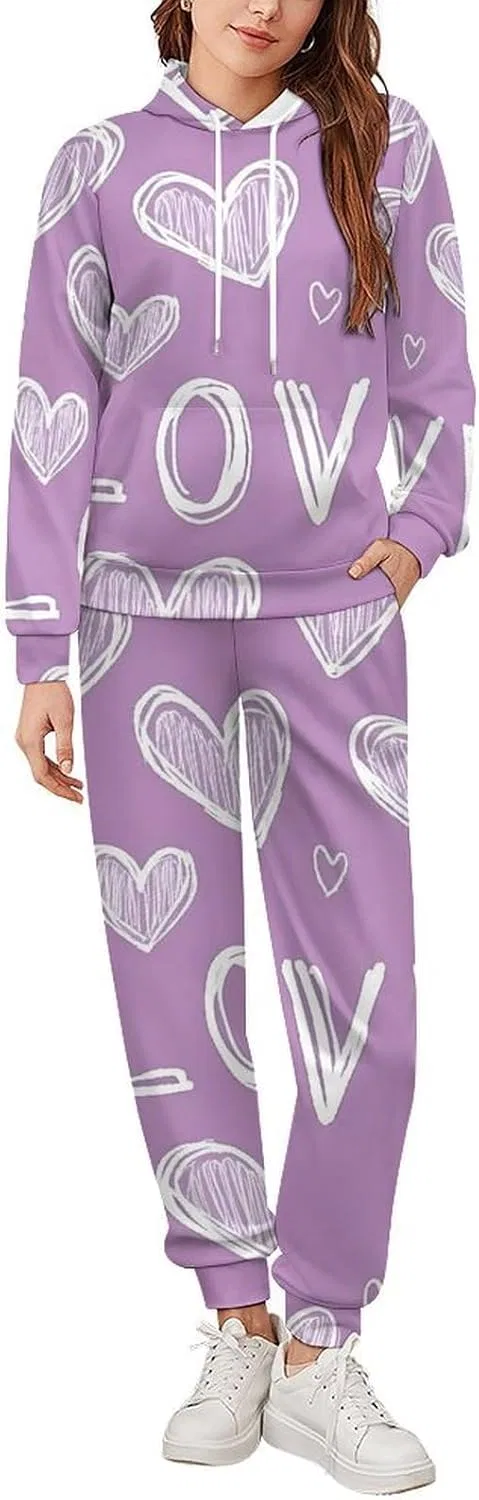Спортивный костюм Purple Love Heart, 2 предмета, черный — фото 2