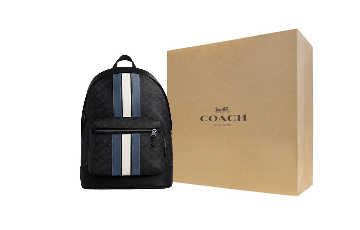 

COACH Искусственная кожа рюкзак туба мужской угольно-черный деним синий меловой белый