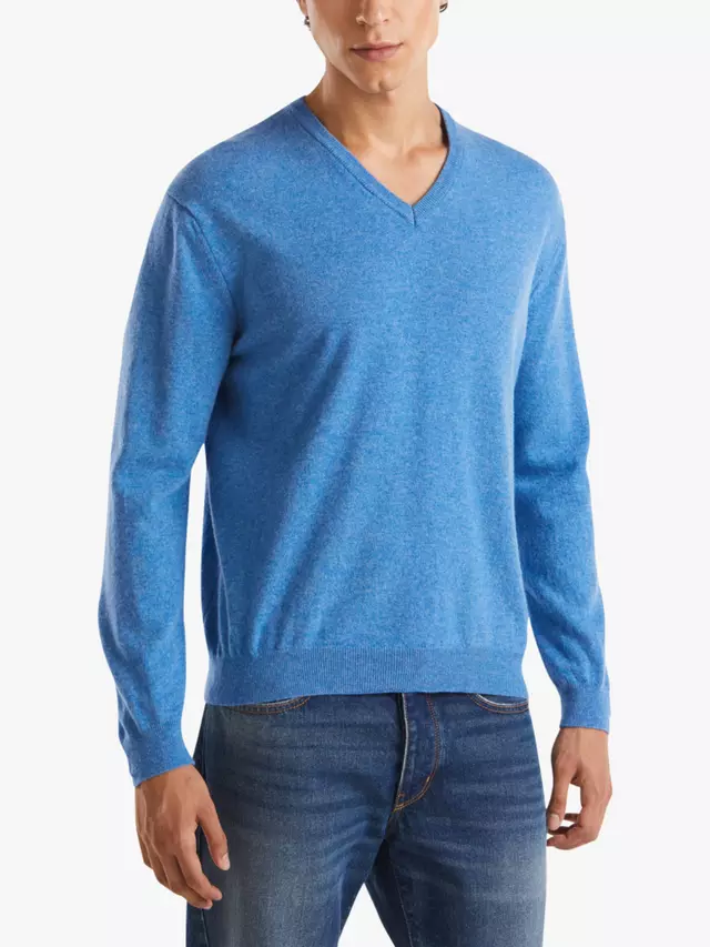 

Свитер Benetton Wool V-Neck, цвет blue/melange