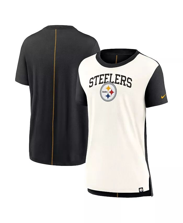 

Женская кремово-черная футболка Pittsburgh Steelers с надписью Tri-Blend Nike, мультиколор