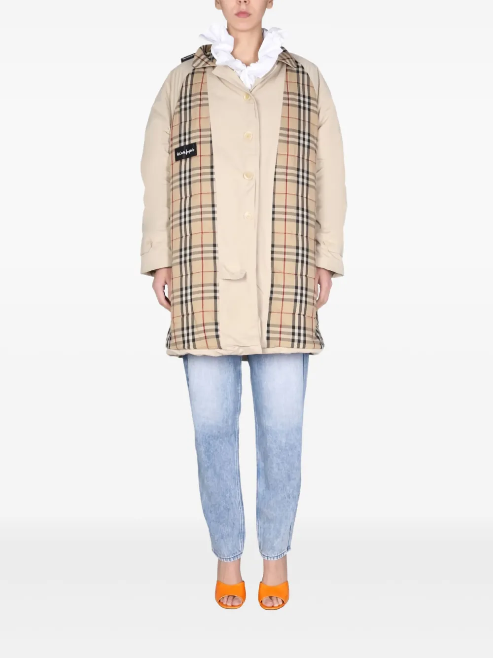 

Пальто в клетку 1/Off, бежевый