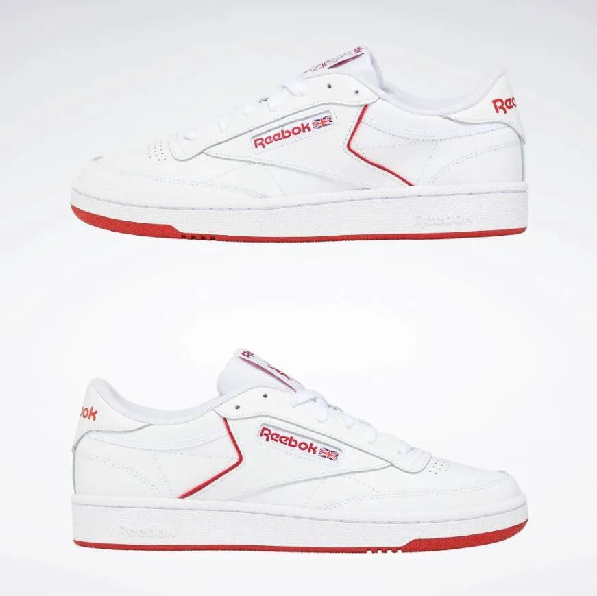 Женские веганские кроссовки Reebok Club C 85, белый/красный — фото 3