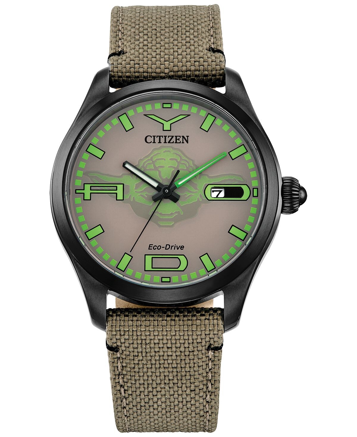

Мужские часы Eco-Drive «Звездные войны Йода» с бежевым нейлоновым ремешком, 42 мм Citizen