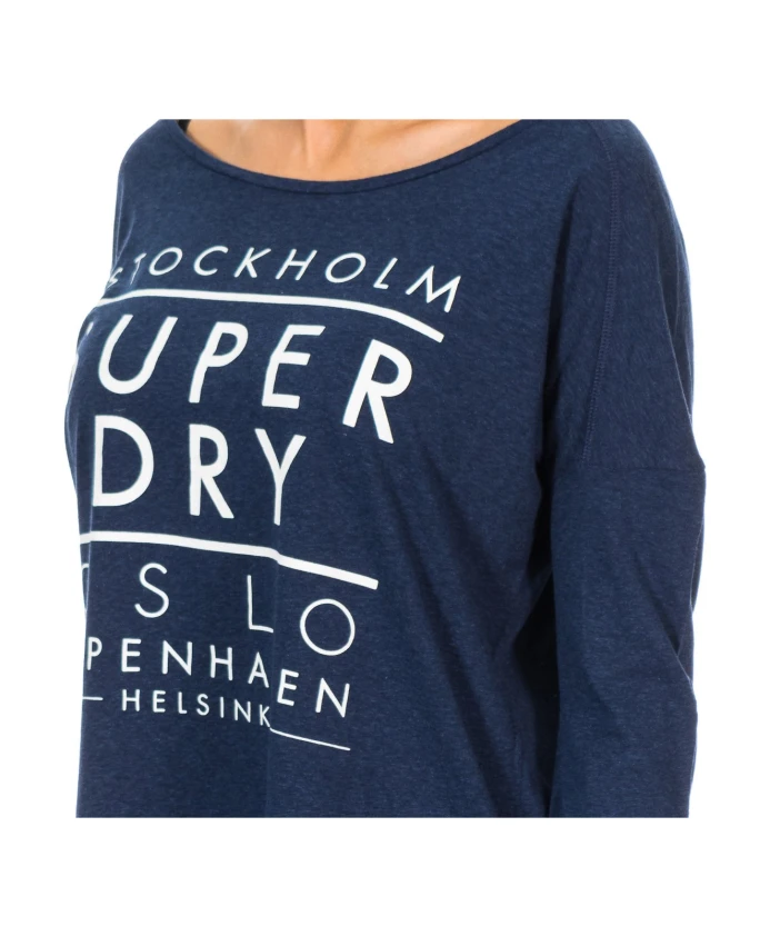 Футболка с круглым вырезом и рукавами 3/4 Superdry, синий — фото 2