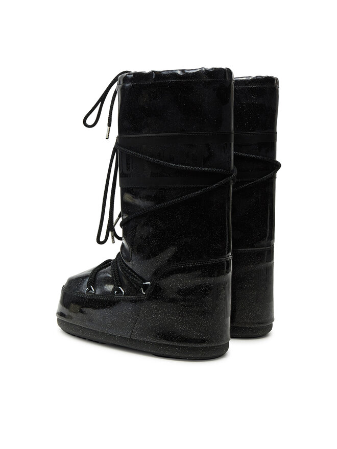 Зимние ботинки женские Moon Boot высокие лакированные, черный — фото 3