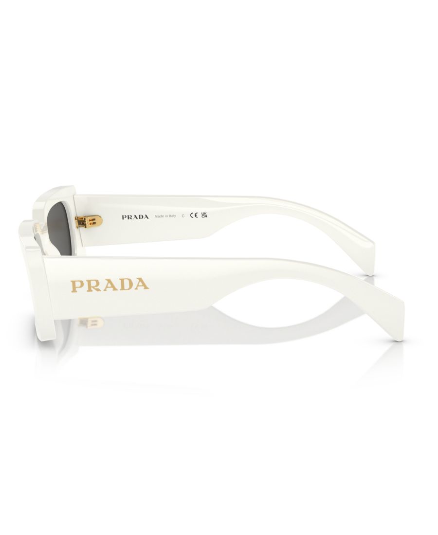Женские прямоугольные солнцезащитные очки с надписью, PR A07S PRADA, Talc — фото 4