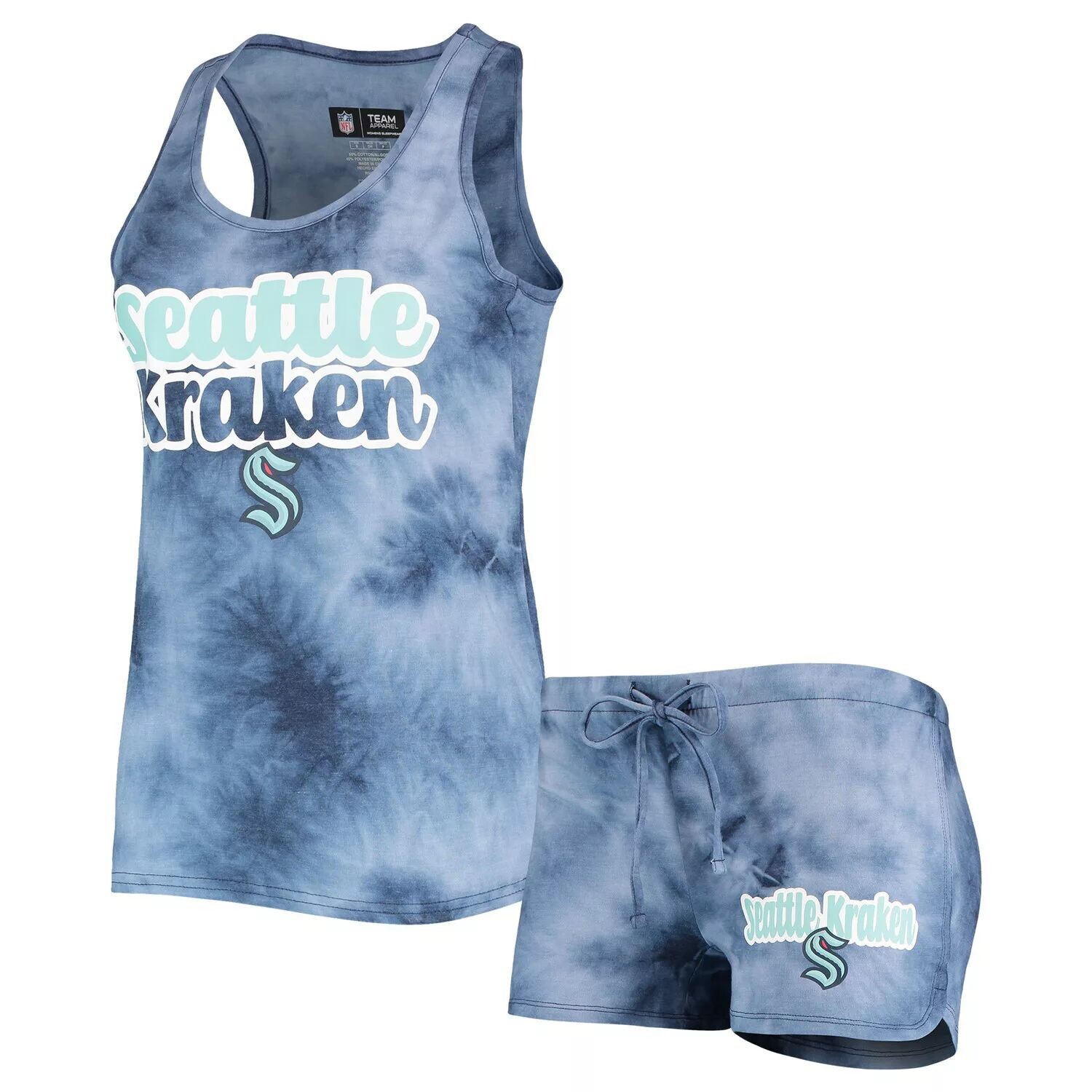 

Женский комплект из топа и шорт на бретельках и шортах Concepts Sport Deep Sea Seattle Kraken Billboard Racerback