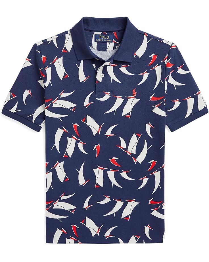 

Поло Polo Ralph Lauren Kids Sailboat-Print Cotton Mesh Polo Shirt, цвет Deco Sails Print Navy