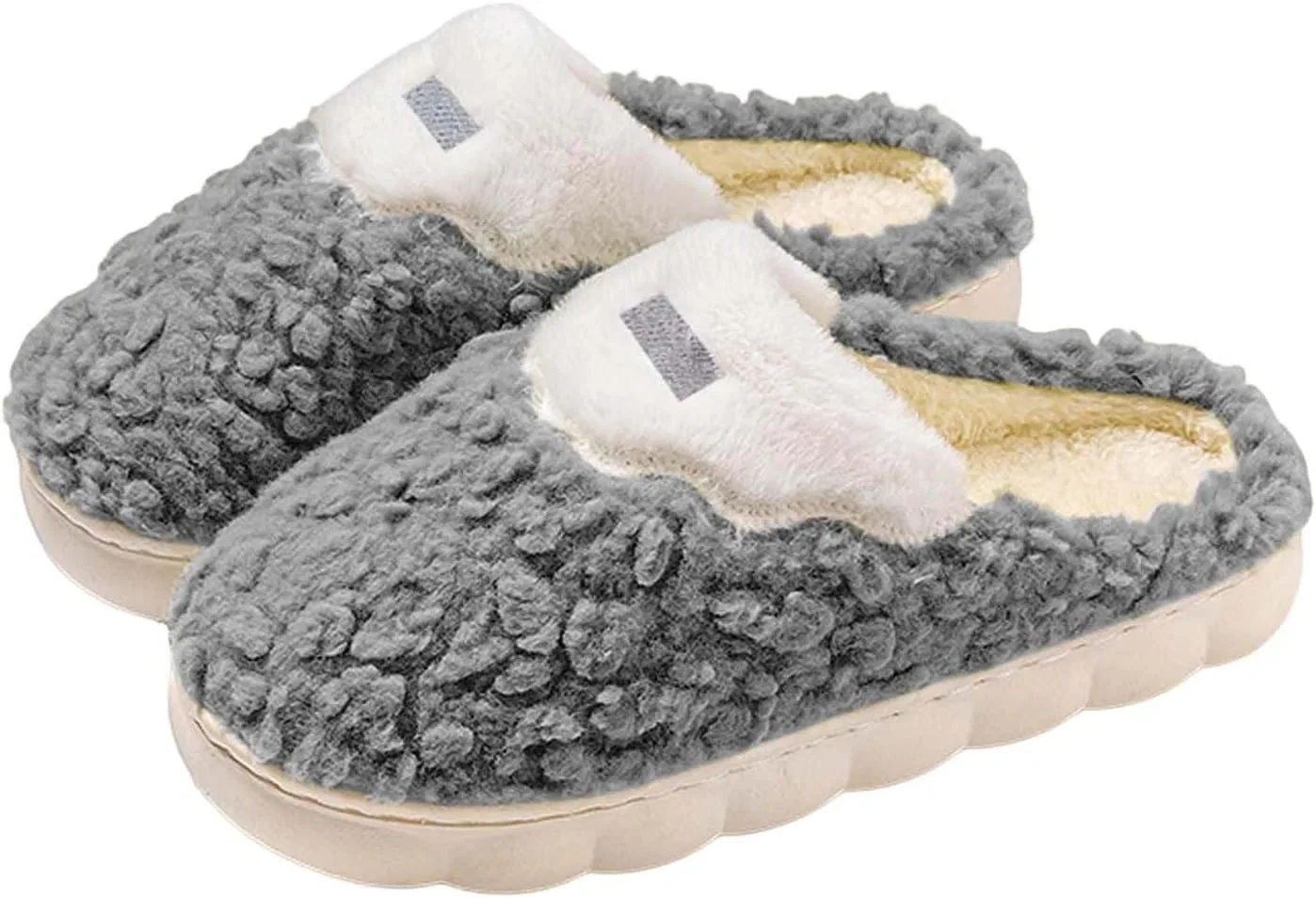 Универсальные плюшевые тапочки для женщин и мужчин, зимние, на подкладке, унисекс, с меховой войлочной подкладкой, милые домашние тапочки для мужчин Generisch, Gray