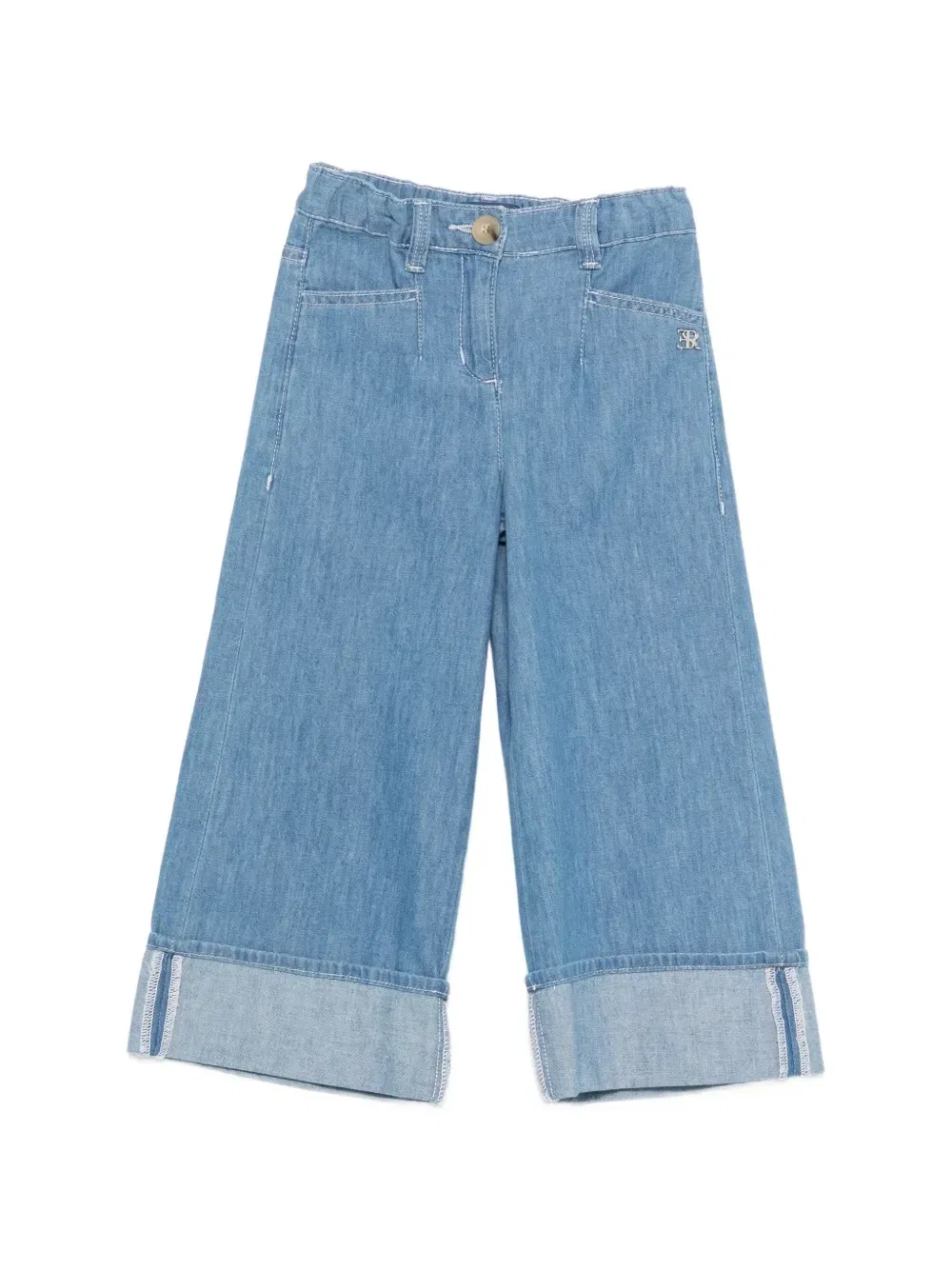 Брюки с логотипом и отворотами Ermanno Scervino Junior, синий