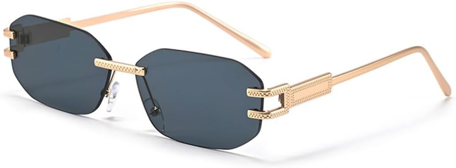 

Солнцезащитные очки UV400 с металлическим безободковым оправом в стиле панк с градиентной расцветкой, подходят для женщин и мужчин, для бега и занятий спортом на открытом воздухе UYPTK, Gold-black