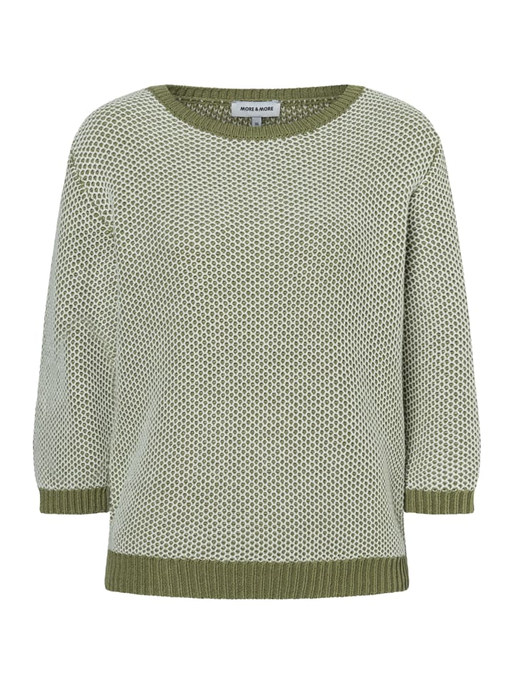 

More & More Плотный свитер с рукавами 3/4, кремово-зеленого цвета