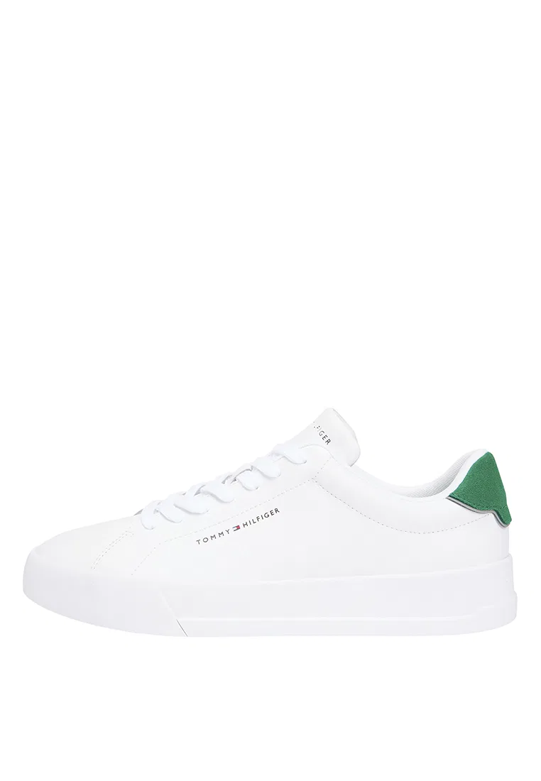 Кроссовки, кожаные, Essential, TH Mainline Tommy Hilfiger, белый/зеленый — фото 4