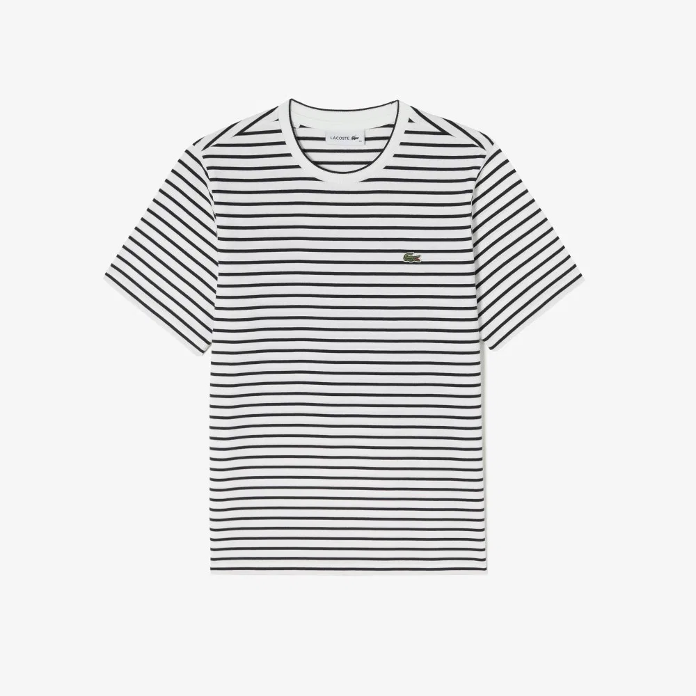Женская полосатая футболка тёмно-синяя от Lacoste