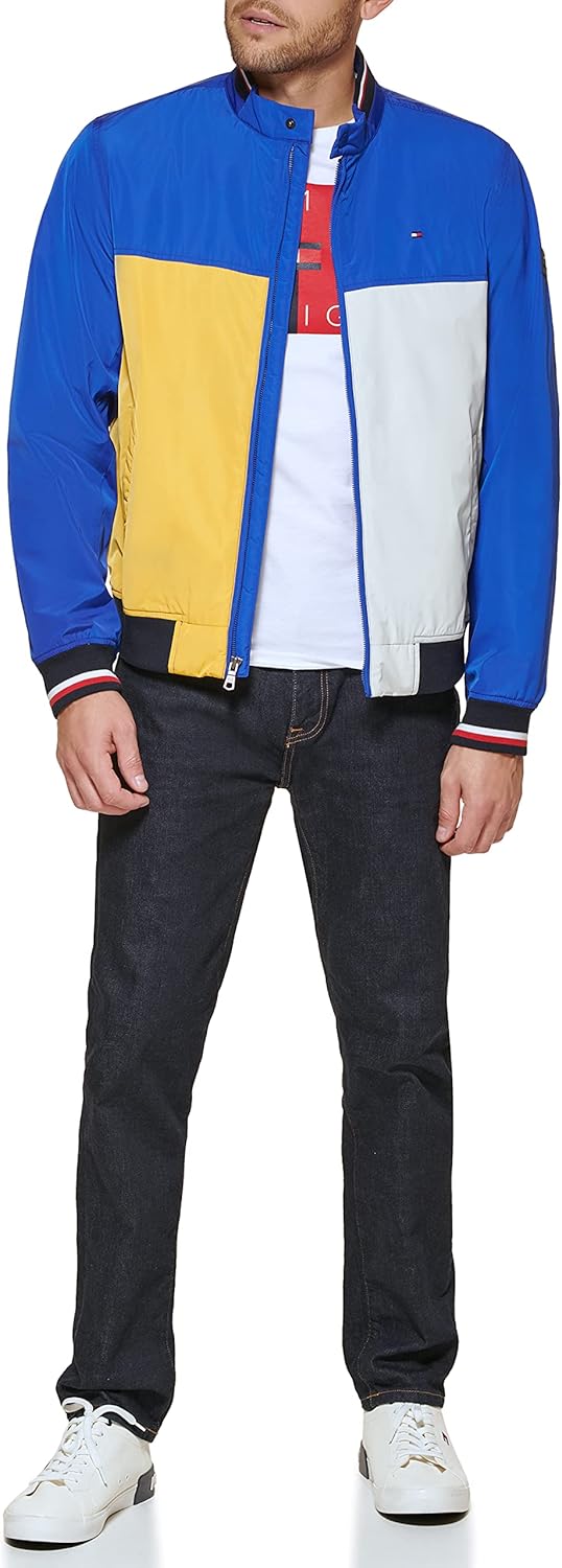 Легкая мужская куртка-бомбер Tommy Hilfiger Varsity Rib Knit, Blue Color Block — фото 2