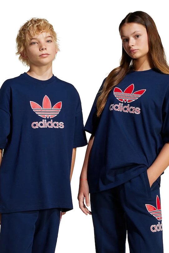 

Детская хлопковая футболка Adidas Originals, темно-синий