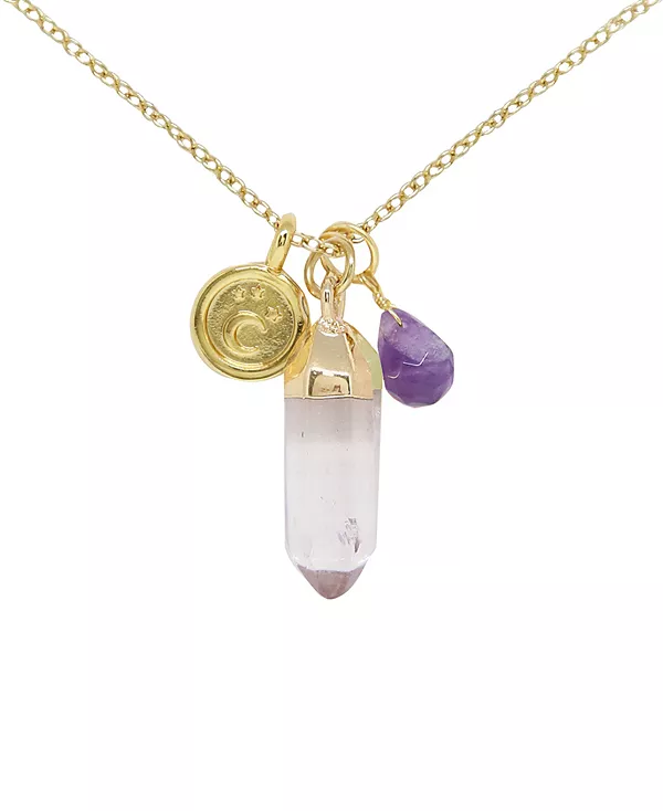 

Ожерелье с подвесками из кристаллов и драгоценных камней Charged, amethyst