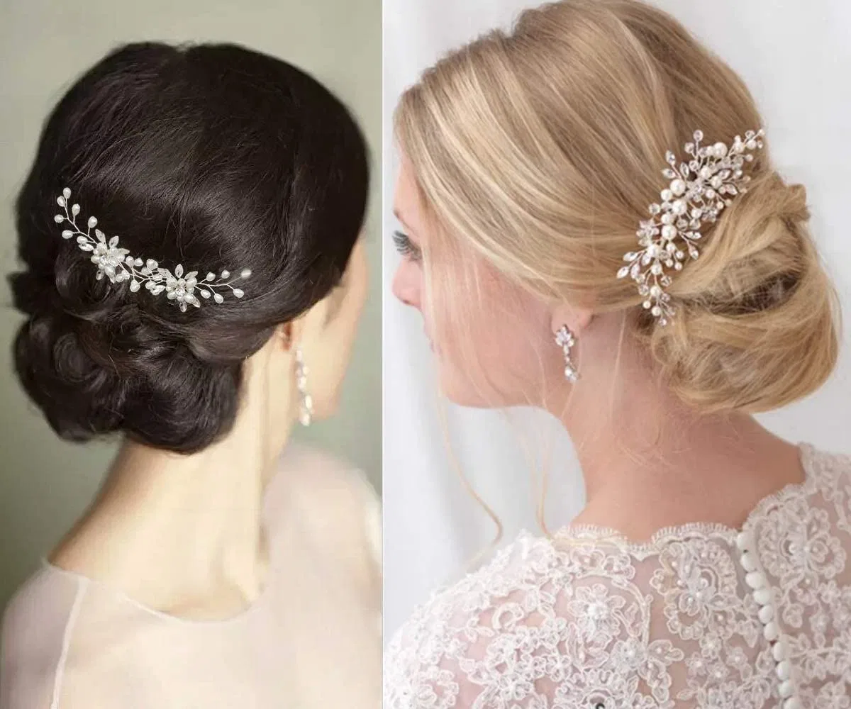 Свадебный гребень для волос с жемчугом и заколки от Bridal Coyanyu — фото 4