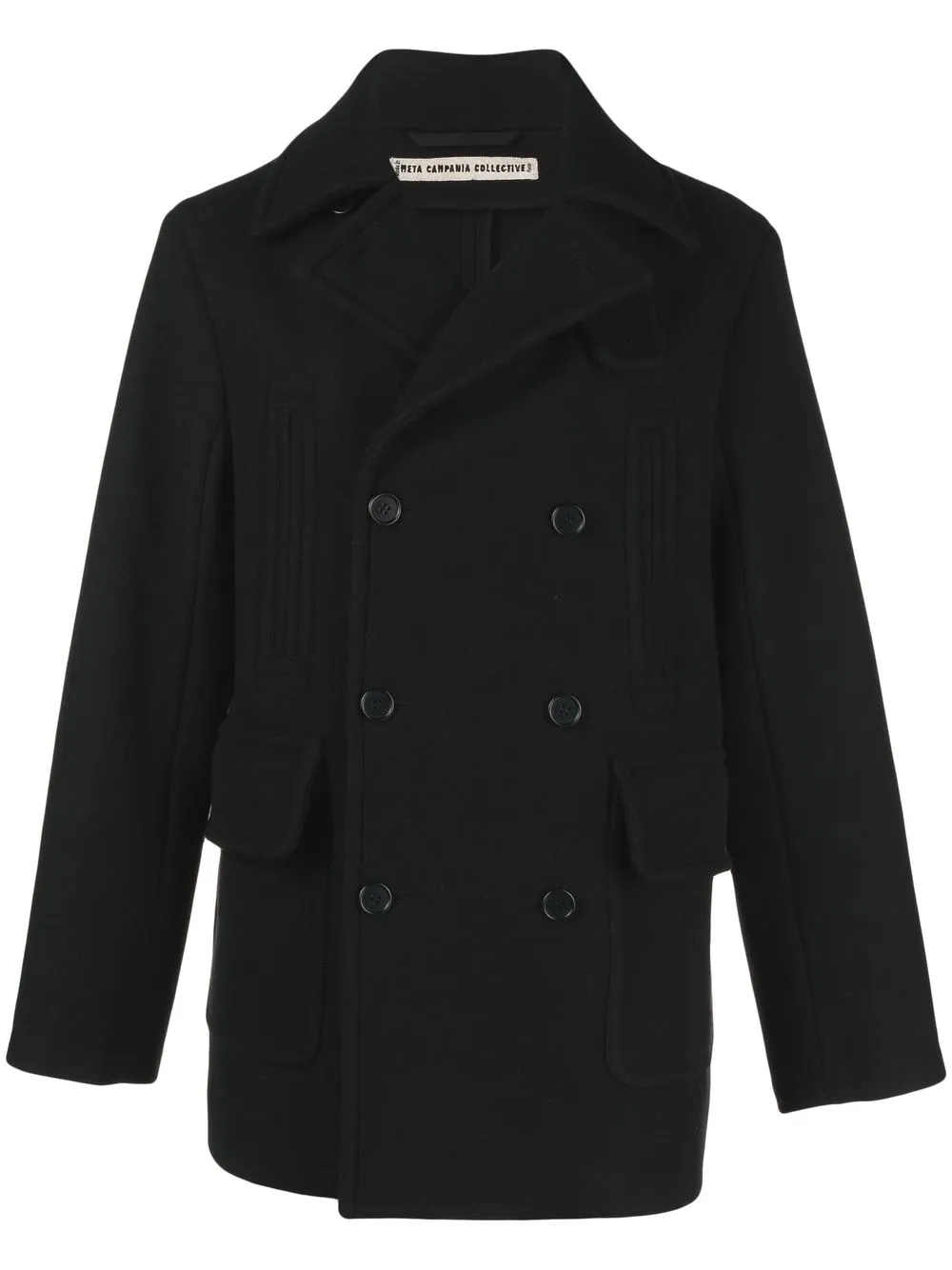 

Двубортное пальто из необработанной шерсти Meta Campania Collective, черный
