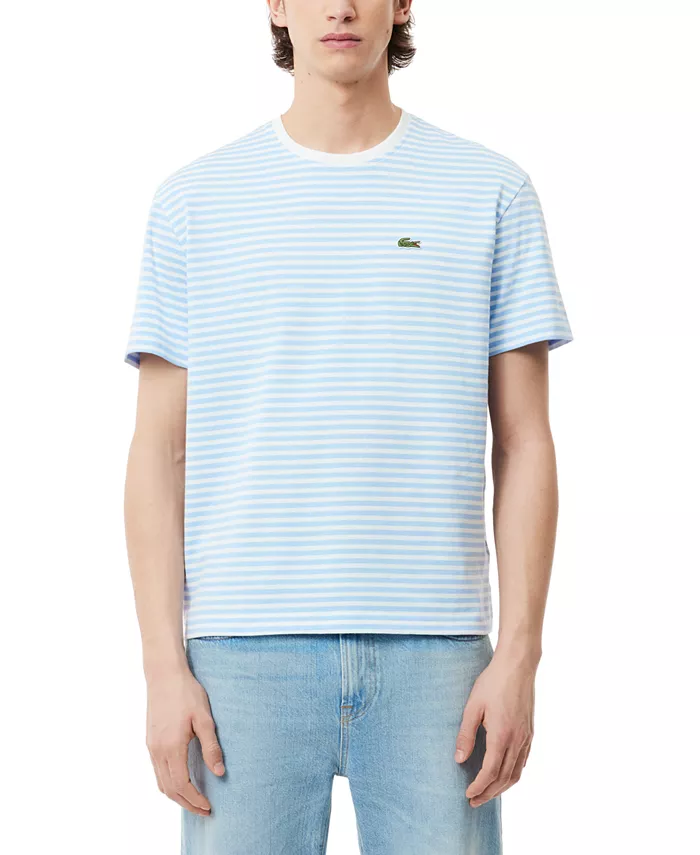 

Мужская классическая полосатая футболка Lacoste, белый