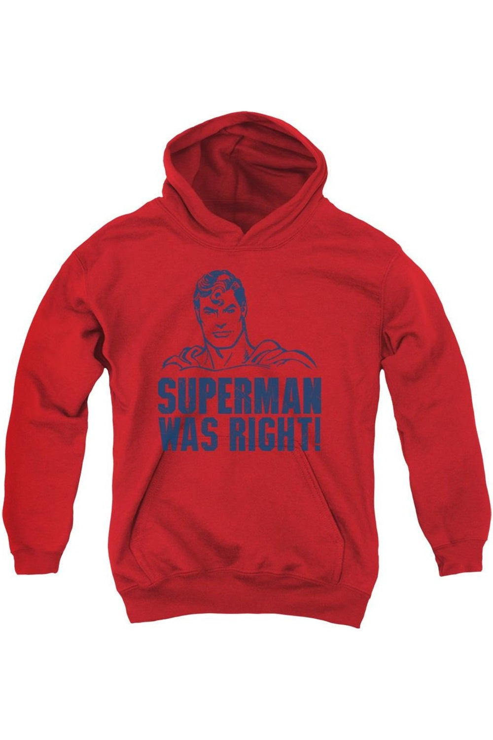 

Супермен был прав худи с капюшоном для молодежи Gildan, красный
