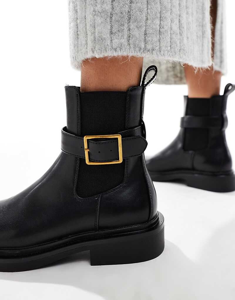 ASOS DESIGN – Aurora – Черные ботильоны на плоской подошве с ремешком с пряжкой — фото 2