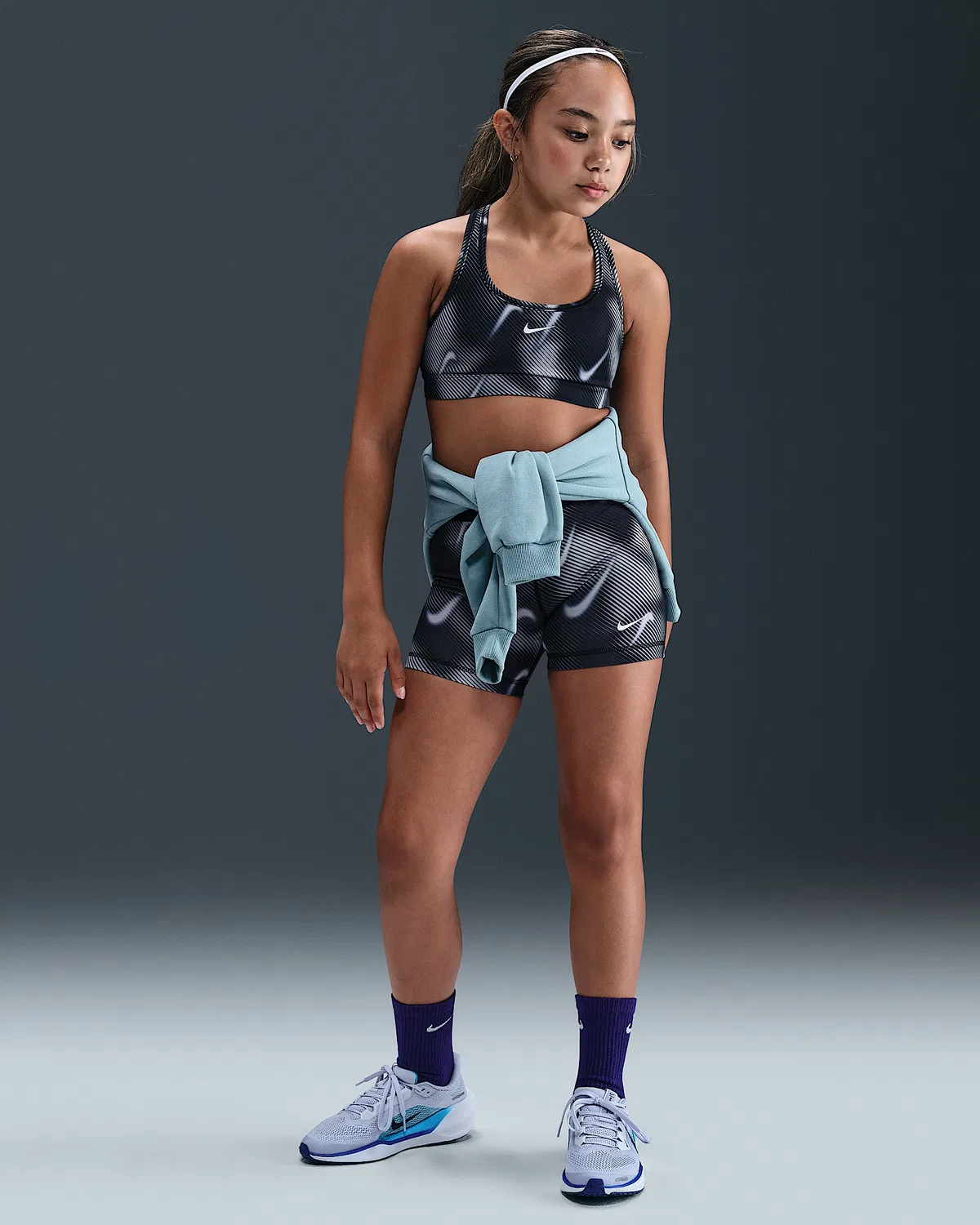 Спортивный бюстгальтер Nike Pro Swoosh для старших детей (девочек), Black/White — фото 4