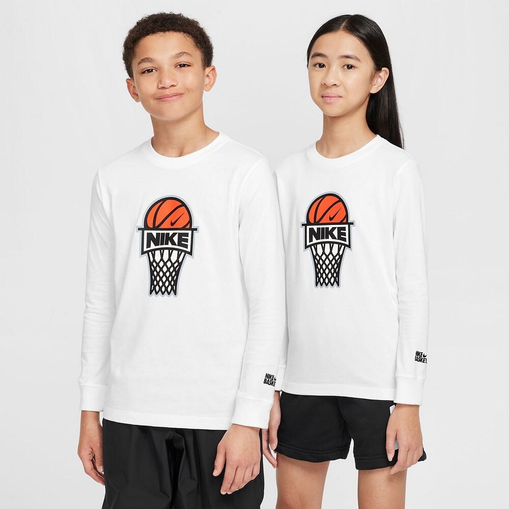 

Детская баскетбольная футболка с длинными рукавами Nike Sportswear Big, белый
