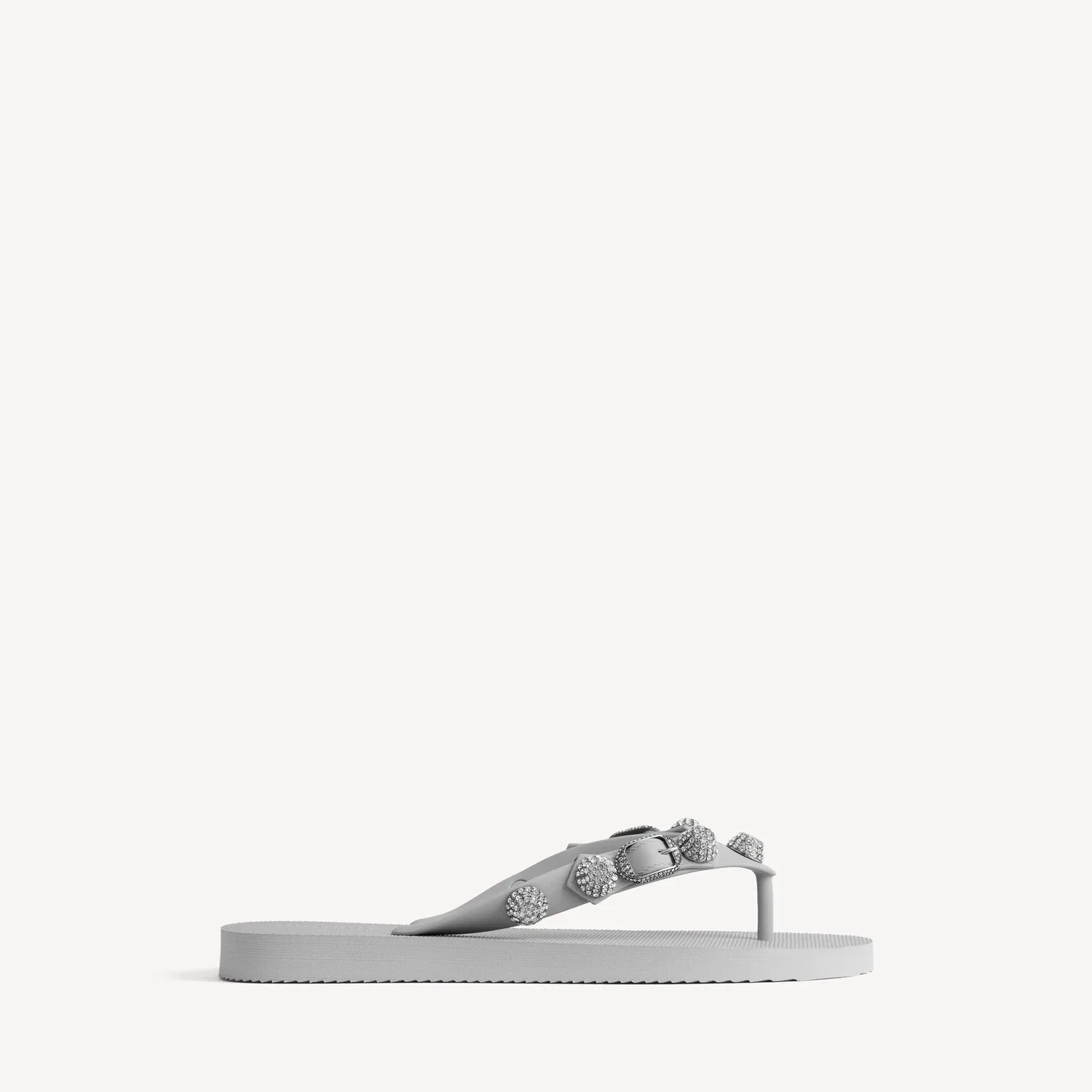 Женские сандалии Cagole в стиле вьетнамок в цвете BALENCIAGA Grey/кристалл